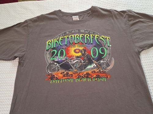 2009 Biketoberfest Daytona Beach Biker Motorcycle Grey Cotton T-shirt Size XL - Picture 1 of 9