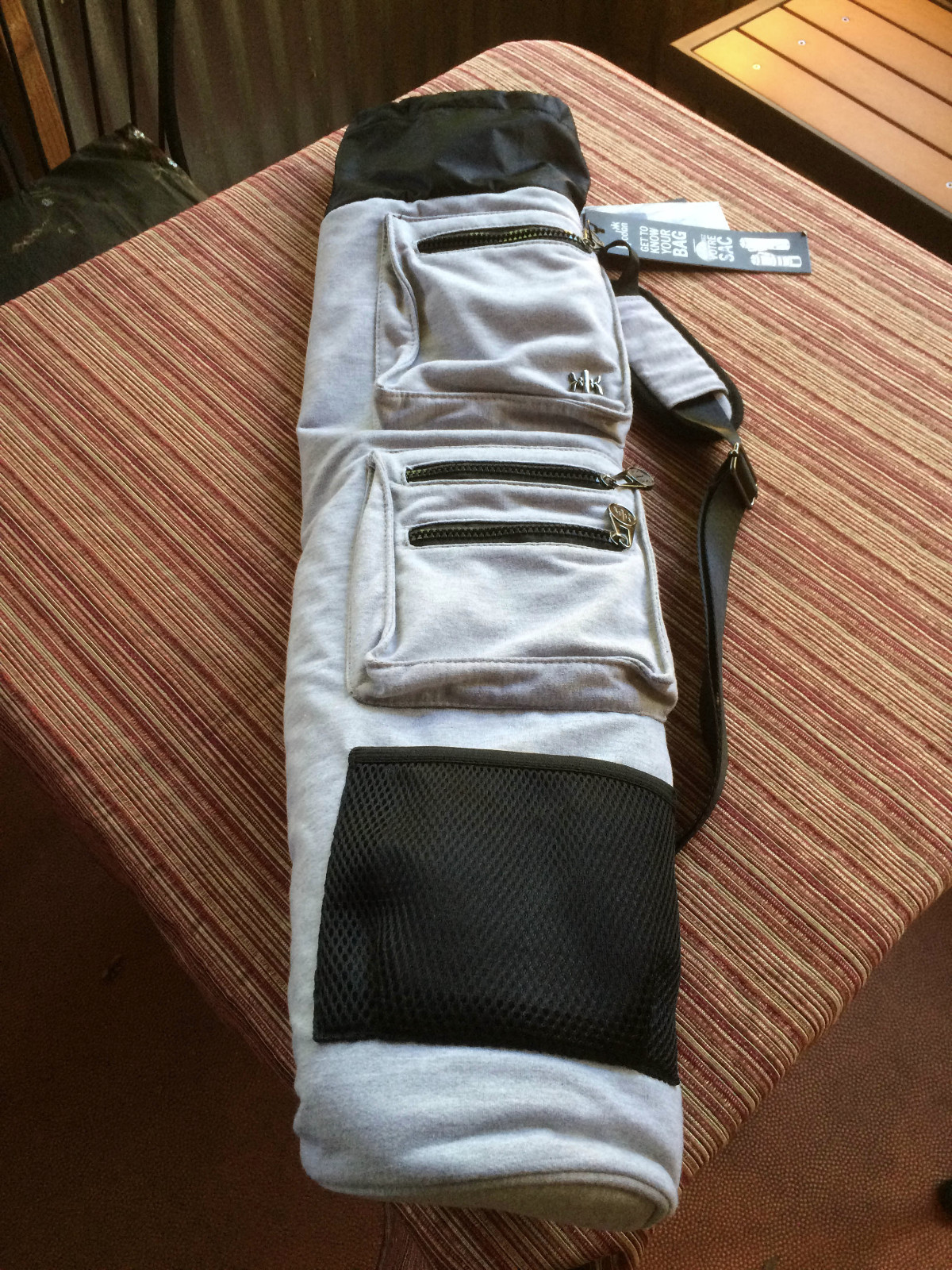 NEW Kyodan Yoga Mat Bag Gray, Fabric Mat Holder,Shoulder Strap Drawstring Pouch 