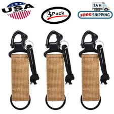 3-Pcs Khaki Tactical Hanging Belt Carabiner KeyHook Webbing Buckle Strap Clip US