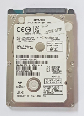 250 GB SATA Hitachi HTS723225A7A364 7200rpm 16MB HDD 2.5'' interne Festplatte