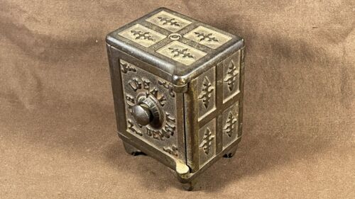 Vintage/Antique Ideal Safe Deposit Cast Iron Combination Lock Coin Bank