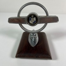 Rare Vtg 1957 Mercury Monterey Turnpike Chrome Hood Ornament Emblem Wood Base