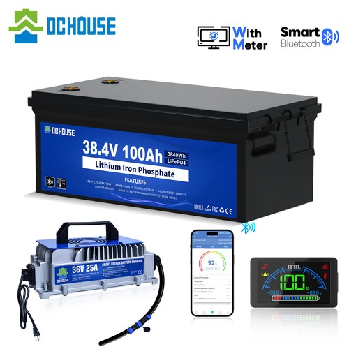 36V 100Ah Lithium Golf Cart Battery with 25A Charger Golf Cart Trolling Motor RV