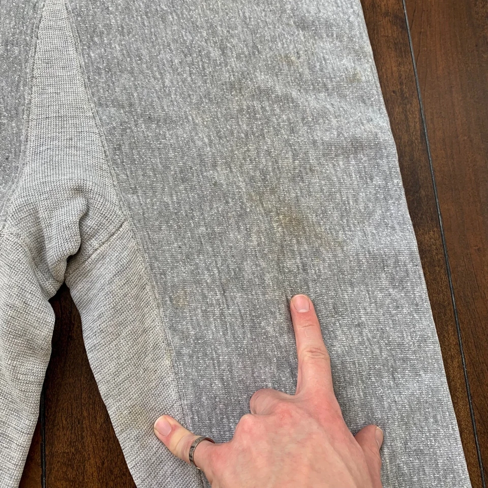 Pantalones grises de tejido inverso Champion vintage de los años 70 con capucha de un solo color en blanco RARO Foto 4 de 4