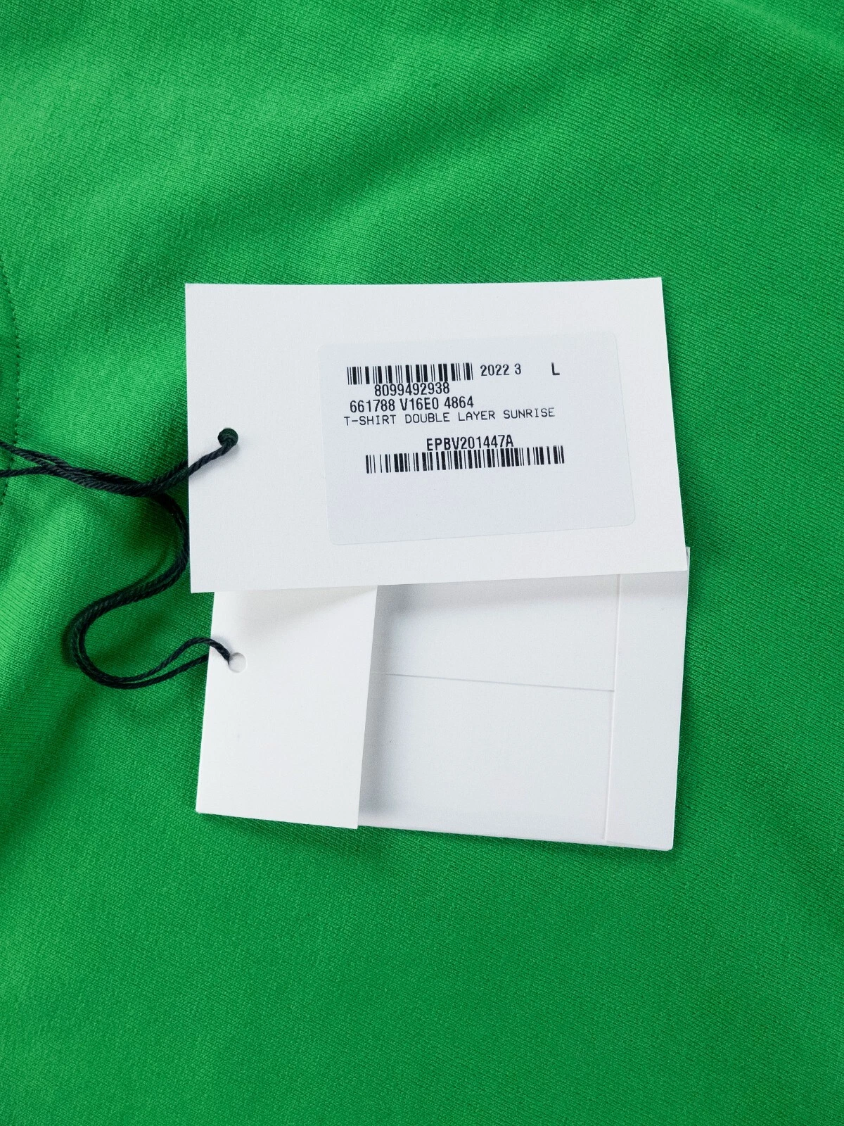 T shirt BOTTEGA VENETA Sunrise parrocchetto verde e nero doppio strato cotone Large