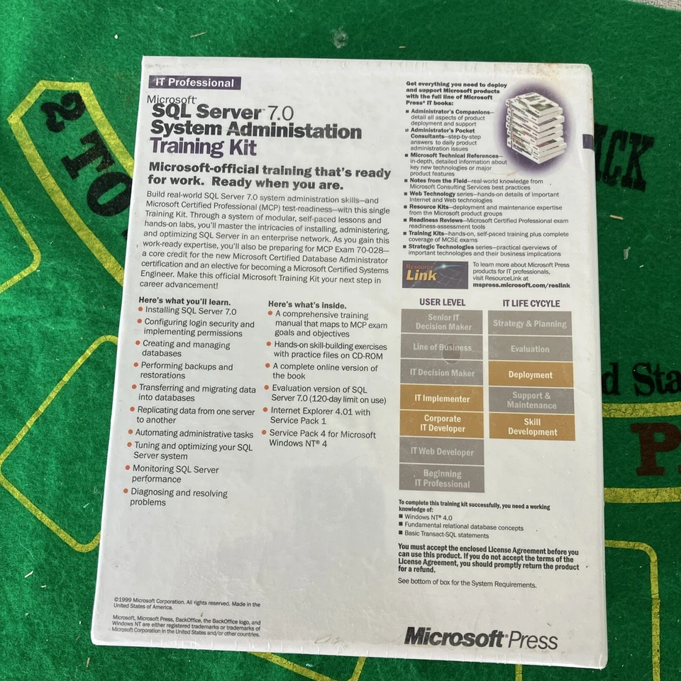 Microsoft SQL SERVER 7.0Enterprise Technologies Training Kit MCSE 70-028 SEALED - Image 4 of 4