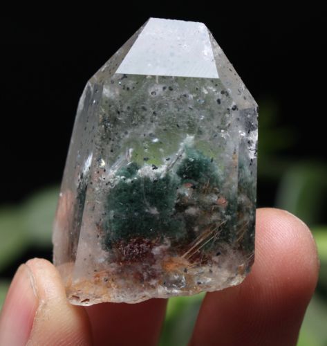 Guarigione punto bacchetta cristallo quarzo fantasma verde trasparente naturale 37,2 g - Foto 2 di 12