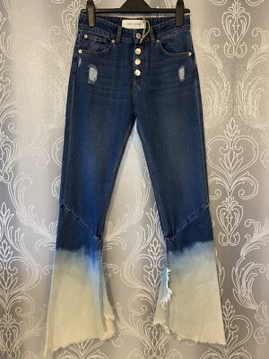 Each X Other Flared Ombré Fade Affect Blue Jeans 25 Uk Size 6 High Rise