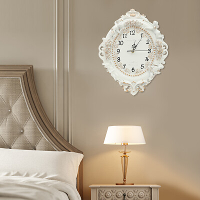 European Style Wall Clock Wall-Mounted Numbers, For Bedroom, Office, White
