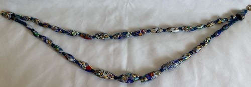 Italy VENETIAN MURANO MILLEFIORI Double Strand Necklace Blue Glass Spacer Beads - Picture 11 of 11