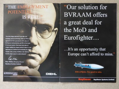 11/1999 PUB 4 SEITEN RAYTHEON SHORTS FOKKER DIEHL MATRA ERAAMplus MISSILE AD