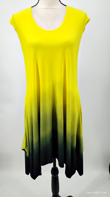 NEW Clara Sun Woo Yellow Green Tie Dye Sleeveless Swing Dress Size XS
