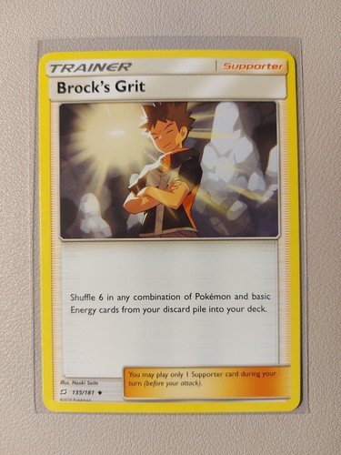 Brock's Grit 135/181 Pokemon card SM Team Up uncommon NM - Imagen 1 de 1