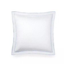 RALPH LAUREN Spencer Sateen Border Euro Pillow Sham White/ BLUE CORNFLOWER 135