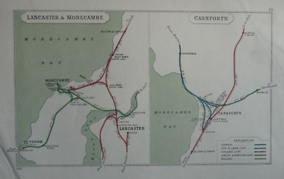 EB06 - 026 - Railway Clearing House Map - Lancaster / Morecambe / Carnforth 1922