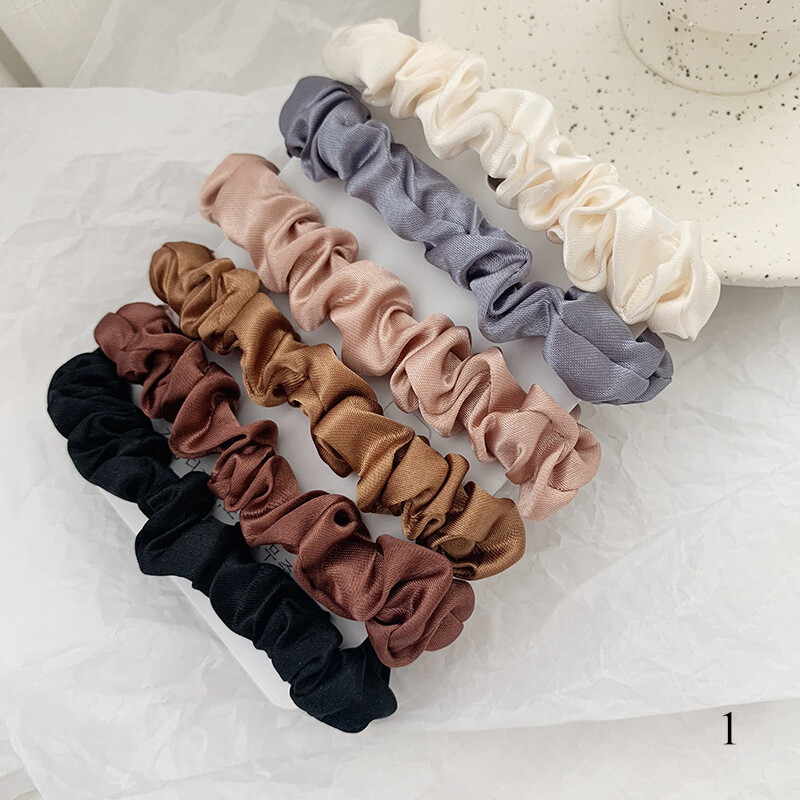 6Pcs Women Satin Ponytail Holders Soft Hair Bands Headwear Accessory