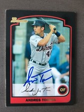Detroit Tigers ANDRES TORRES autographed 2003 Bowman - THICK