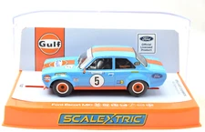 Scalextric "Gulf" Ford Escort MKI - W. Crabree DPR W/ Lights 1/32 Slot Car C4530