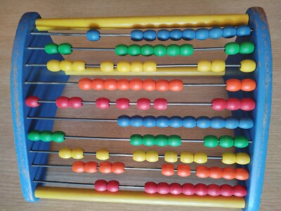 PlaySkool Wood Abacus Colorful Childs Room Decor Vintage 100 Beads Math  Counting
