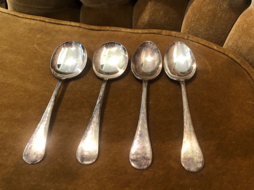 Vintage Cutlery - Set of 4 Matching Silver Spoons - 2 Soup and 2 Dessert Spoons