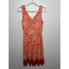 Athleta Size XS Orange & White Reef Print Sleeveless tank Dress Starfish Jersey