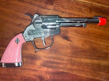 Vintage Halco Hubley Pink Grip Cowgirl Pistol Six Shooter Toy Cap Gun VGC