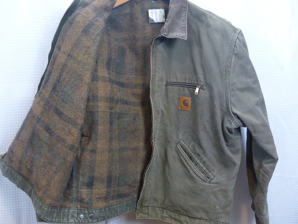 Vintage Carhartt Detroit Jacket J76 MOS Blanket Lined Moss Vintage Carhartt Detroit Jacket J76 MOS Blanket Lined Moss