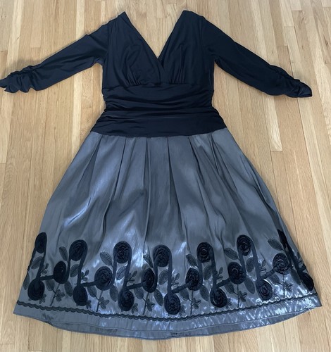 S.L. Fashions- Womens 14 -Stretch Jersey Bodice Dress- Soutache Taffeta Skirt