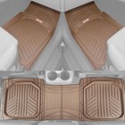 Beige Car Floor Mats 3 Piece Set Rubber All Weather Protection for Car Truck SUV