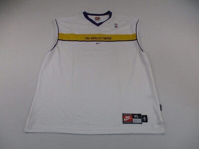 Vintage Nike Los Angeles Lakers Warmup Jersey Mens XL White Tank Top Sleeveless