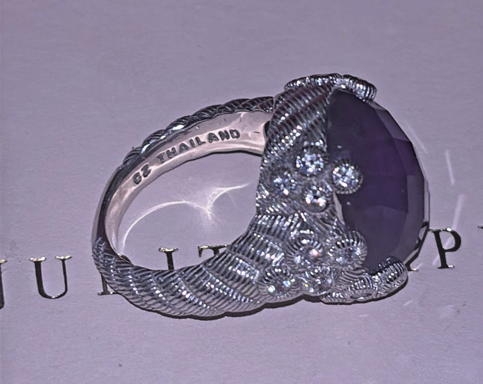 Anillo Judith Ripka Plata Esterlina Ovalado Amatista Doblete Diamonique Talla 7 Foto 2 de 4