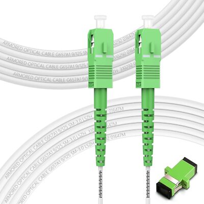 20m/66ft Fiber Optic Internet Cable Armored OS2 SC/APC to SC/APC Fiber Patch ...