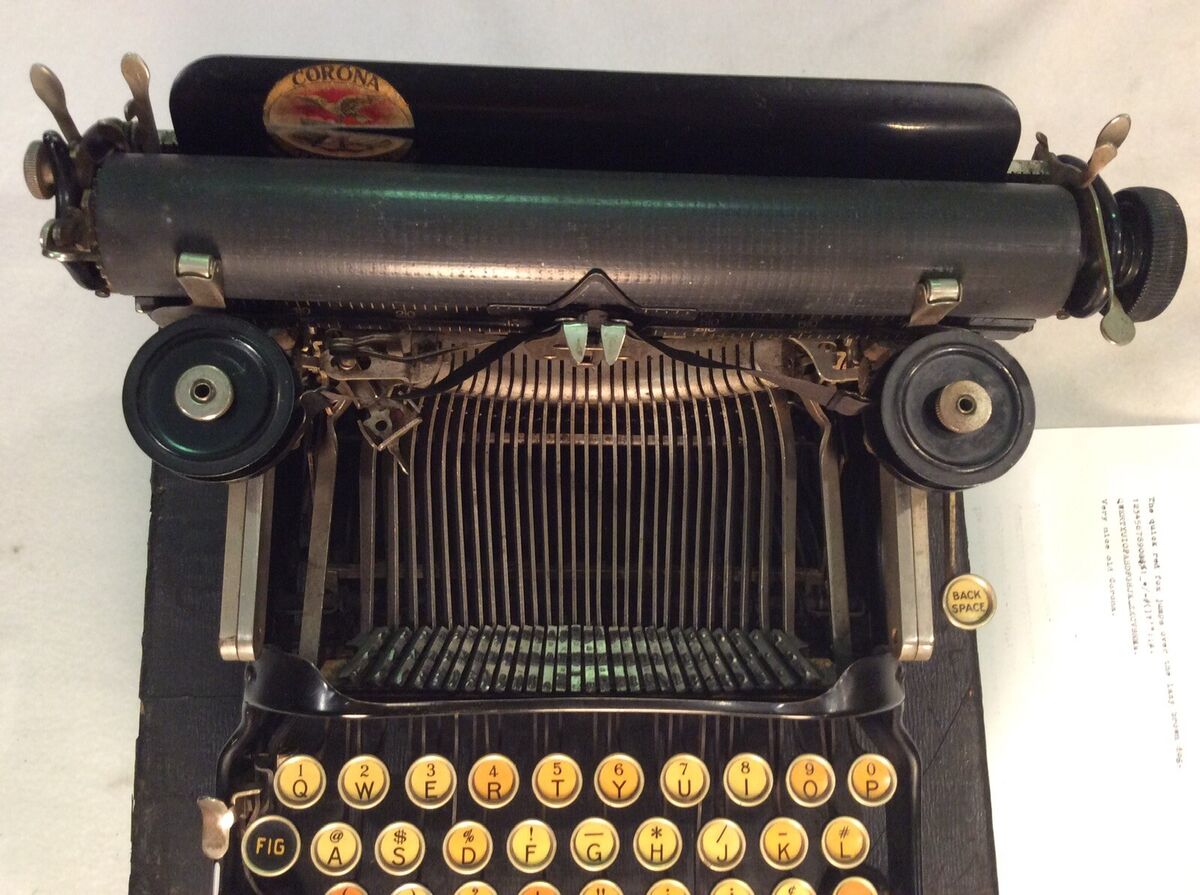 Vintage 1922 Folding Corona 3 Portable Typewriter & Case-V/Nice