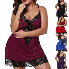Plus Size Women Sexy Lace Dress Nightdress Nightgown Lingerie Babydoll Sleepwear