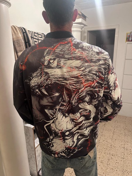 BOMBERJACKE leicht mit wild Wolf Grafik grösse L clothes designed by CALABRETTI.