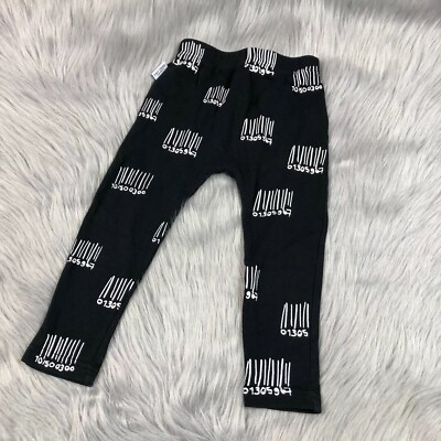 Tiny Tribe Toddler Boys 3T Black White Barcode Leggings