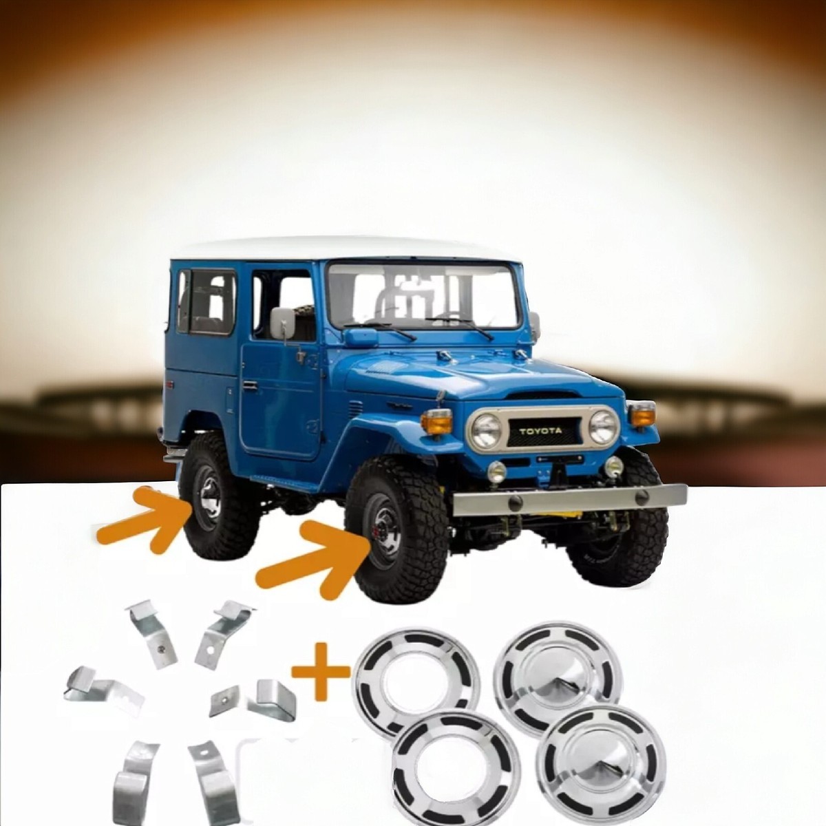 6-Piece Stainless Steel Wheel Clip Set For 1969-1984 Toyota Land Cruiser FJ40 Hub Caps 8 thumbnail image