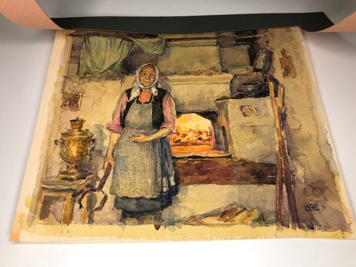 Original Aquarell Malerei Oma Matryona Unikat Signiert Zhurov E.P. Russland 1991 - Bild 22 von 24