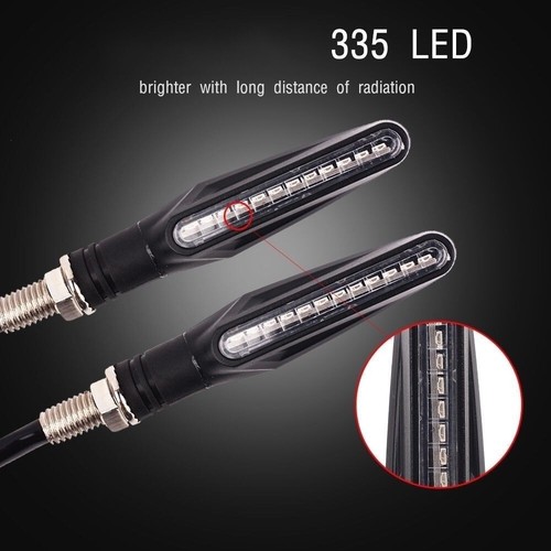 4PCS Motorcycle LED Turn Signal Lamp Sequential Flowing Indicator Light Amber AS - Foto 2 di 7