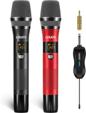 LEKATO Microfono Wireless, UHF Dual Cordless Metal Dynamic Mic System... 