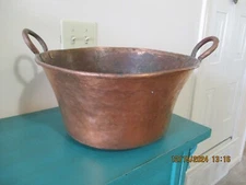 Hand Hammered Copper Kettle Pot Cauldron w/Handles Patina