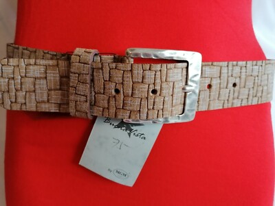 Damengürtel echt Leder Flechtoptik 85 cm neu Buenavista natur/ hell 4 cm breit