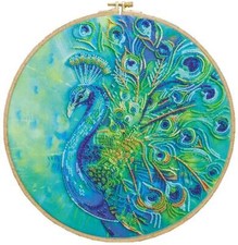 Bead embroidery kit Royal peacock needlework kit Art canvas beadwork pattern