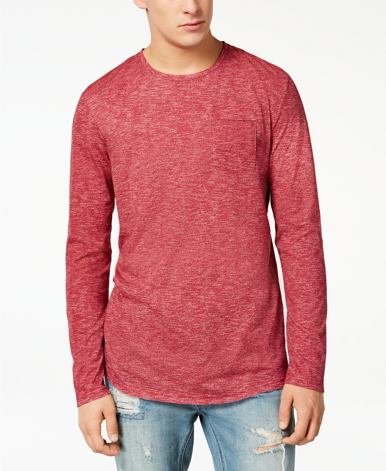 American Rag Mens Heathered Long Sleeve T-Shirt, Worn Red, Size M, MSRP $30