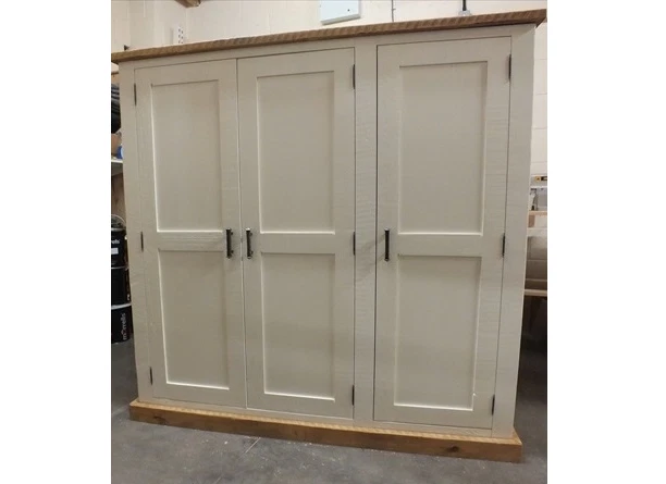 140CM HIGH SHABBY CHIC PAINTED 3 DOOR LOW WARDROBE CHOICE OF SIZES COLOURS
