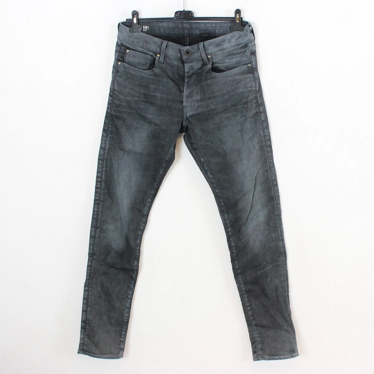 G STAR RAW 3301 Slim men W32 L34 Waxed Jeans Wax Coated Denim