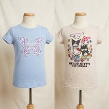Girl's T-Shirt Bundle 2-Pack Hello Kitty  Floral Butterfly - Size 10/12
