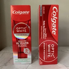Colgate Optic White Renewal BRILLIANT SHINE & satin Fighter Clean Mint Paste