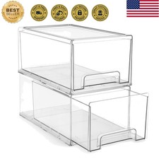 2-Pack Large Clear Stackable Storage Drawers   Effortless Organization Awaits
