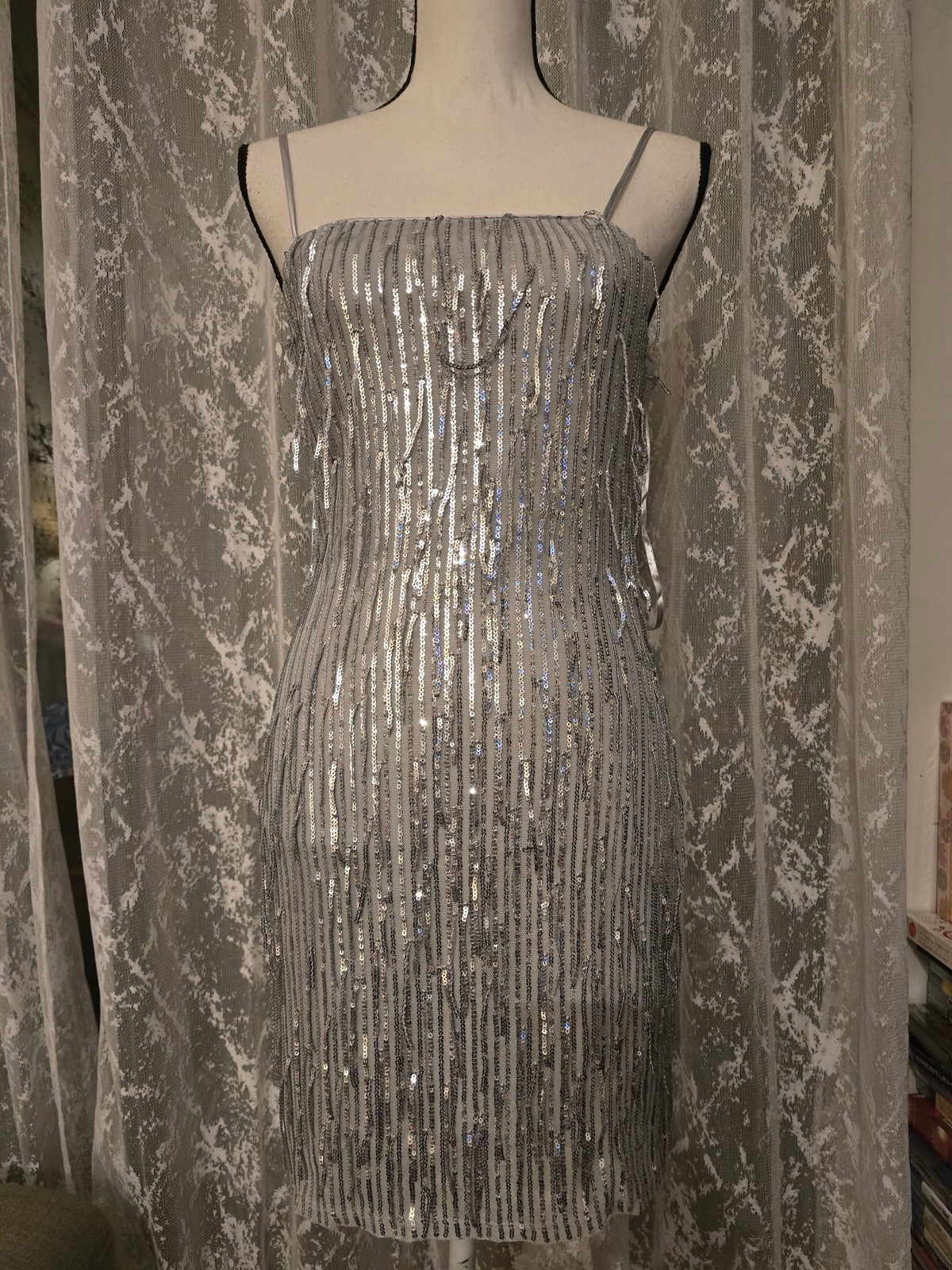 Trixxie Silver Sequin Dress Size M